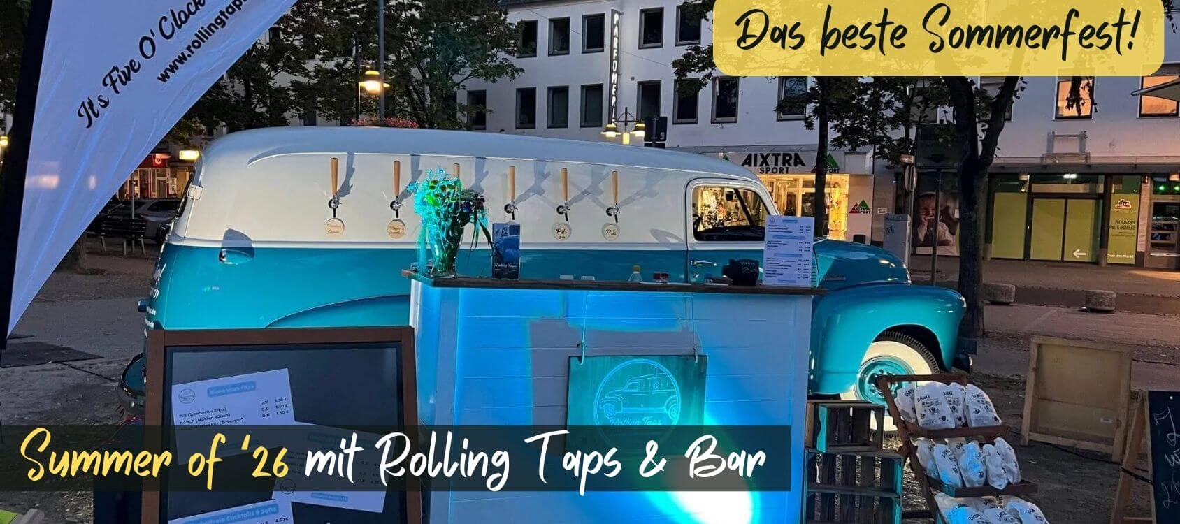 Rollende Bar Rolling Taps buchen - Oldtimer Bar Truck für Vintage Events, Hochzeiten und Firmenevents